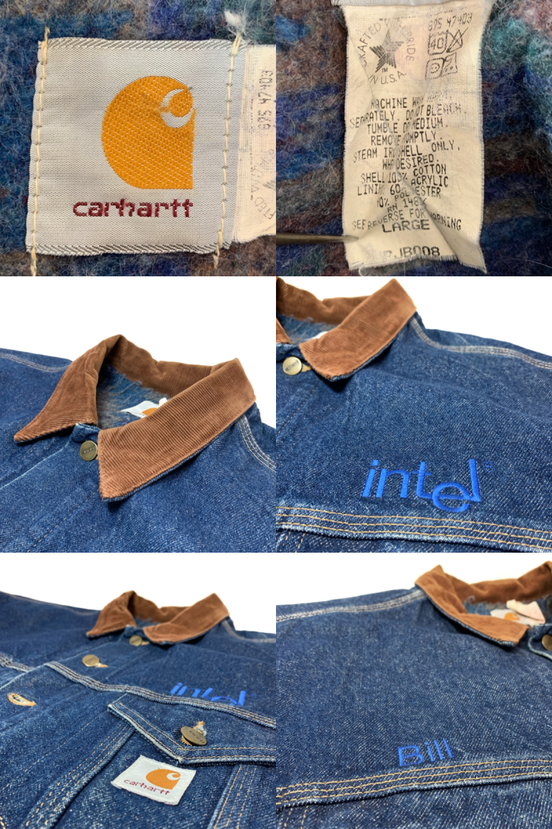 USA製 80s~90s Carhartt Blanket Lined Denim Jacket 青 L USA製 80s~90s Carhartt Blanket Lined Denim Jacket 青 L