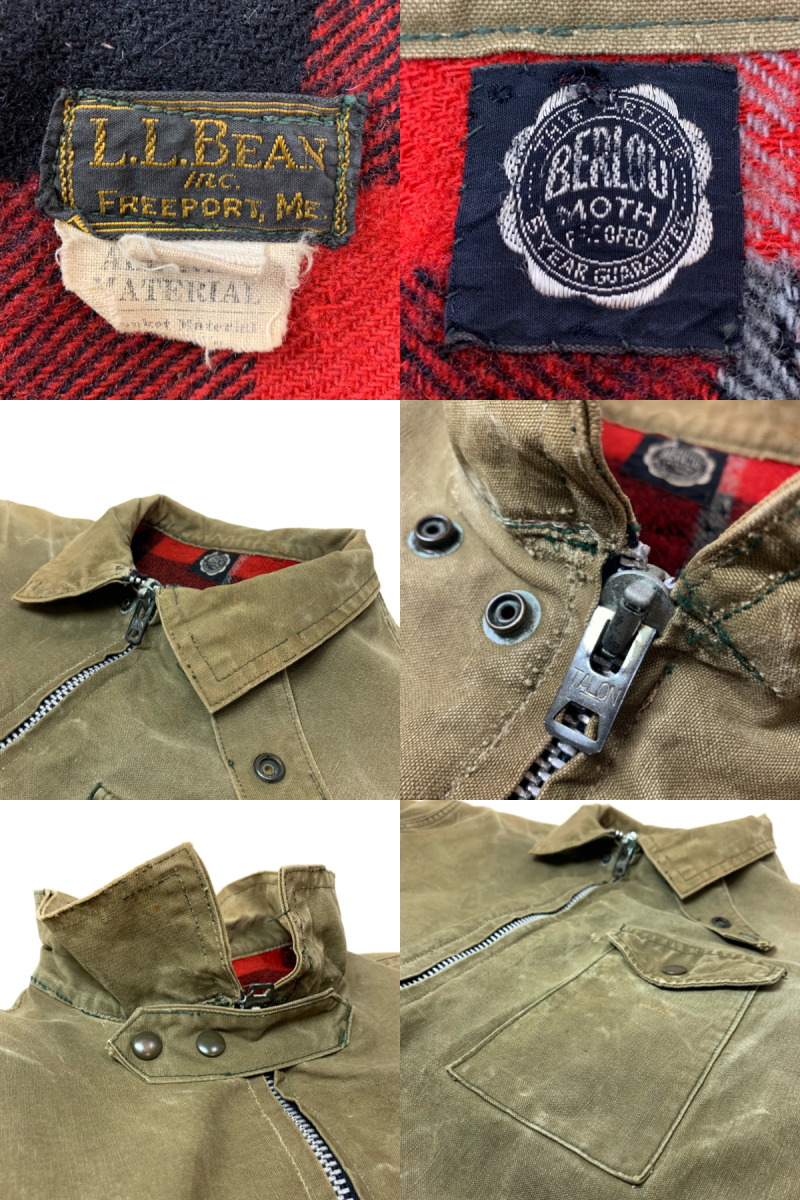 30s~40s L.L.Bean Wool Lining Duck Jacket オリーブ L 黒タグ