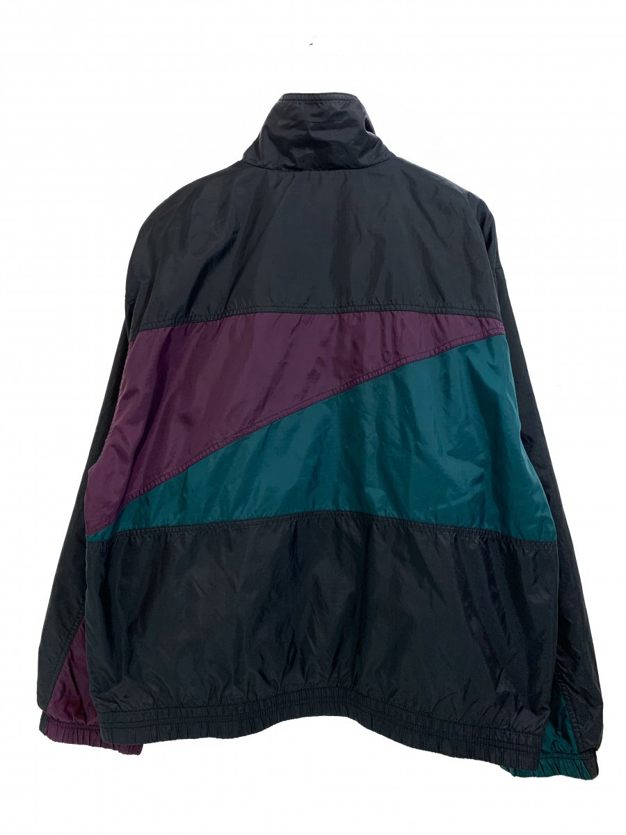 90s NIKE Logo Nylon Jacket 黒緑紫 L ナイキ ナイロンジャケット ...