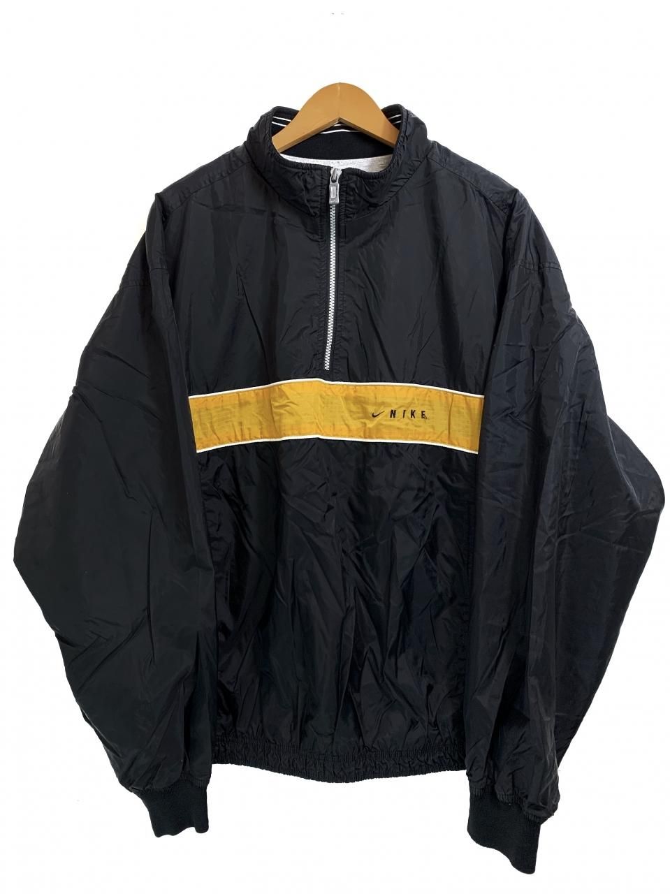 90s NIKE Half-Zip Nylon Pullover Jacket 黒黄 XL 銀タグ ナイキ ...