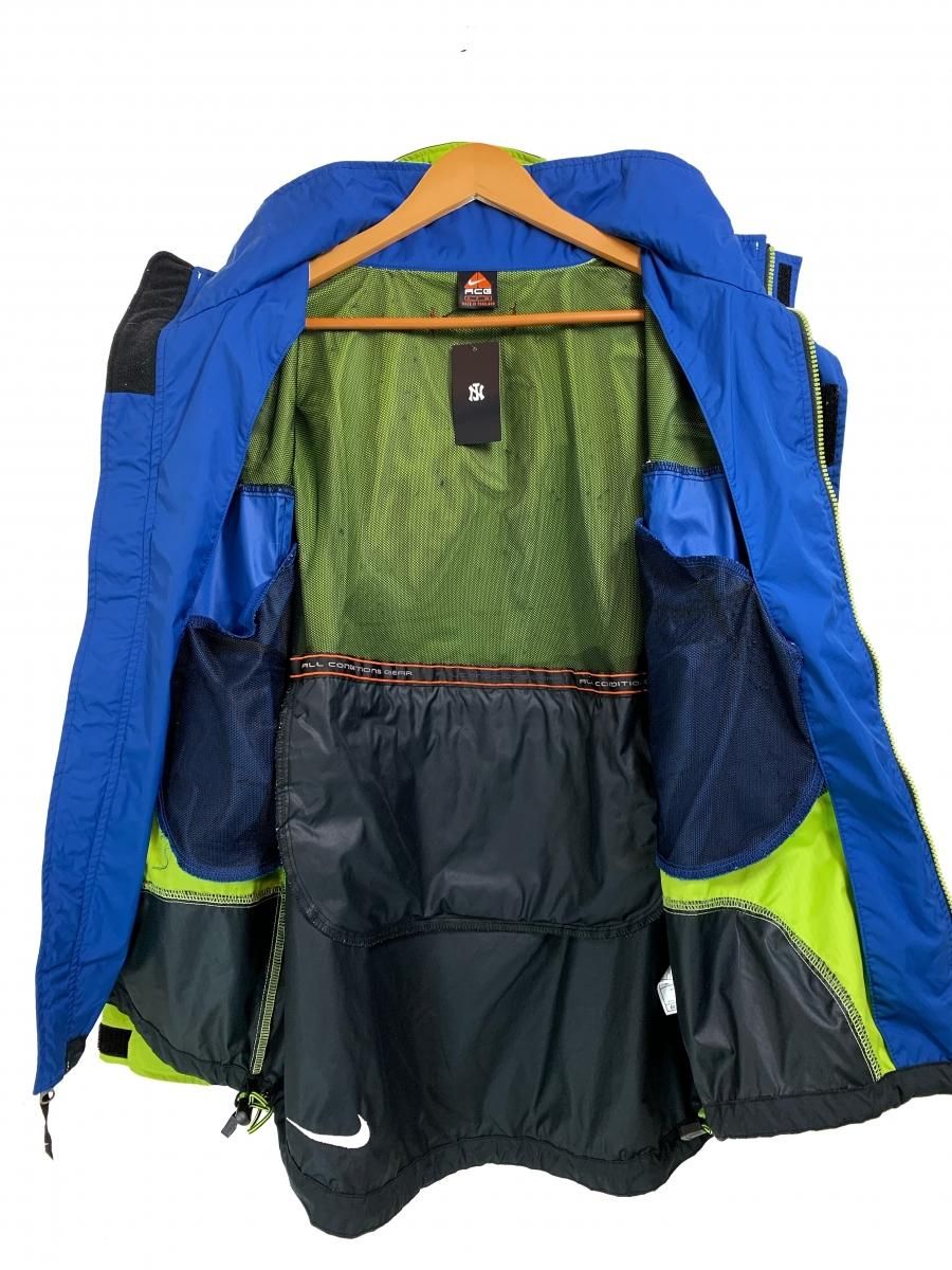 90s NIKE ACG Nylon Mountain Parka 蛍光黄青 M相当 ナイキ