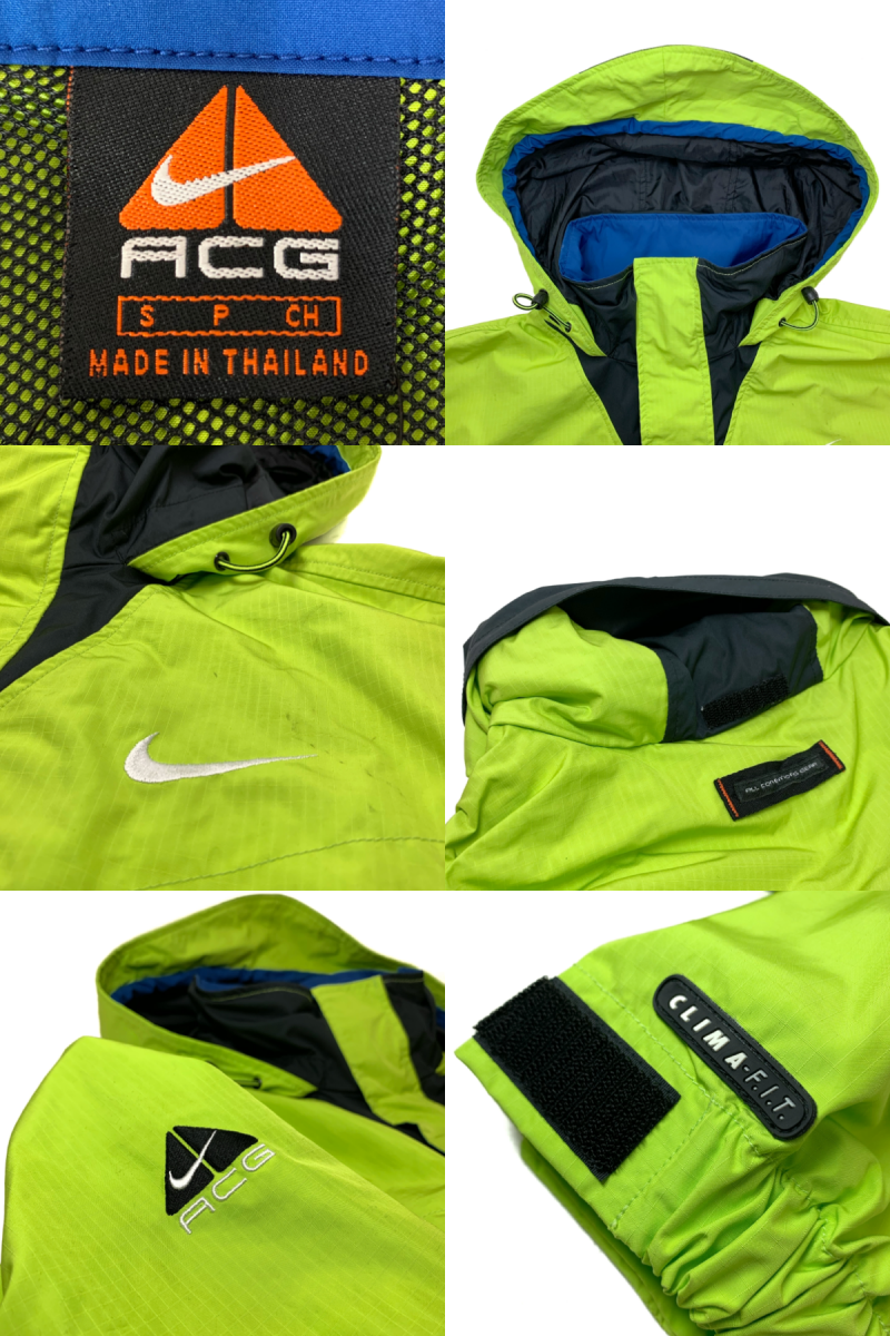 90s NIKE ACG Nylon Mountain Parka 蛍光黄青 M相当 ナイキ