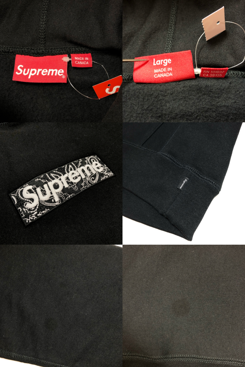 シュプリーム 19AW Bandana Box Logo Hooded Sweatshirt バンダナボックスロゴプルオーバーパーカー  メンズ L