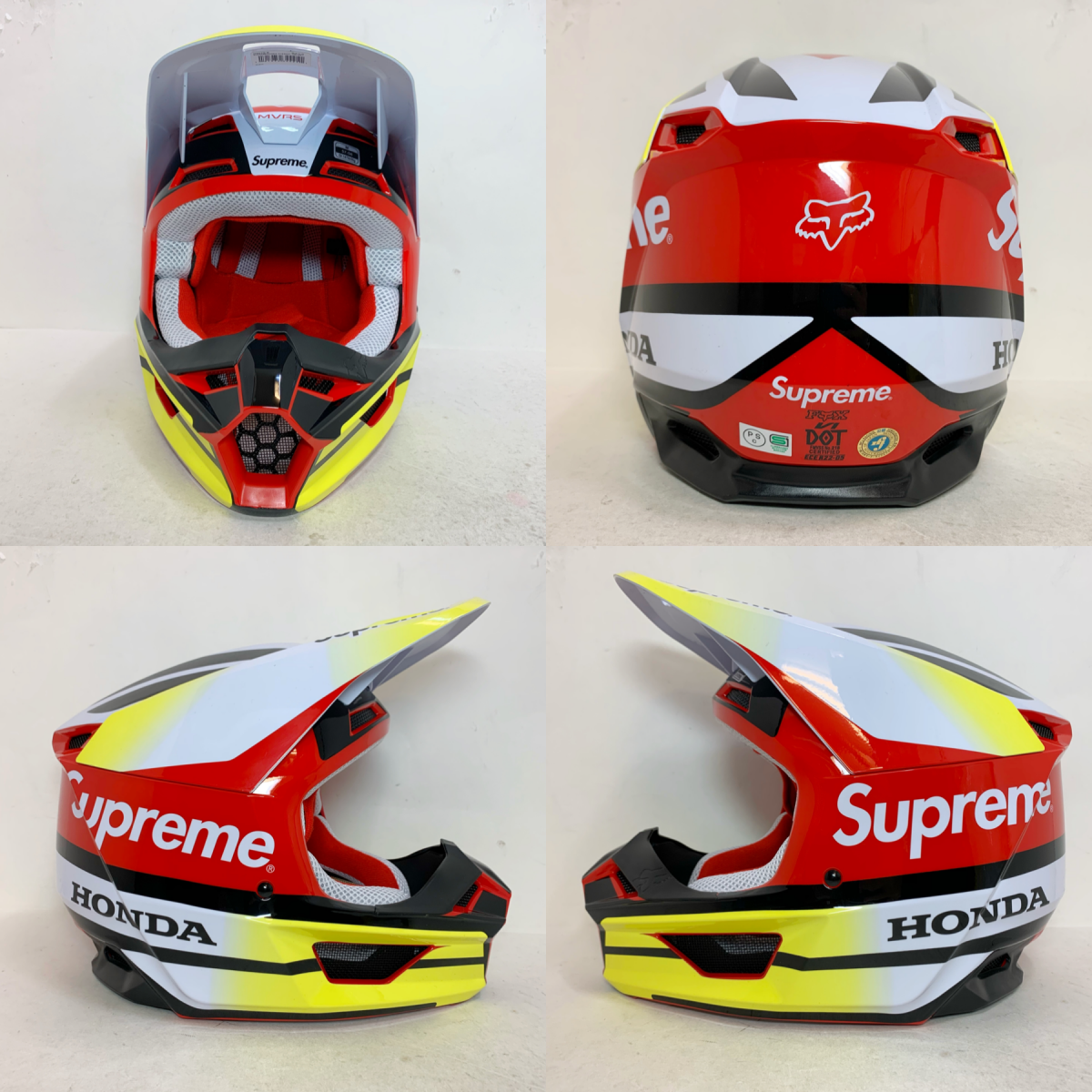 新品 19AW SUPREME × HONDA FOX RACING V1 Helmet 黒黄 M シュプリーム 