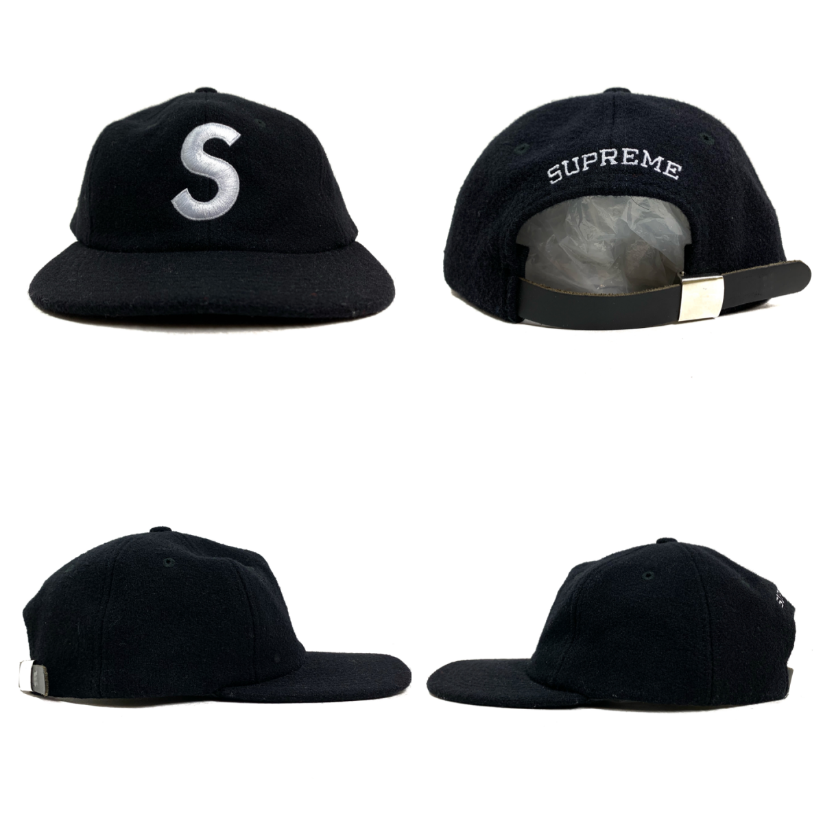 15AW SUPREME Wool S Logo 6-Panel Cap 黒 シュプリーム Sロゴ ウール ...