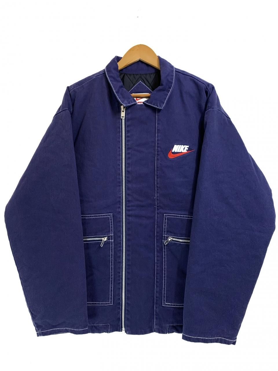 18AW SUPREME × NIKE Cotton twill Double Zip Work Jacket 紺 L ...