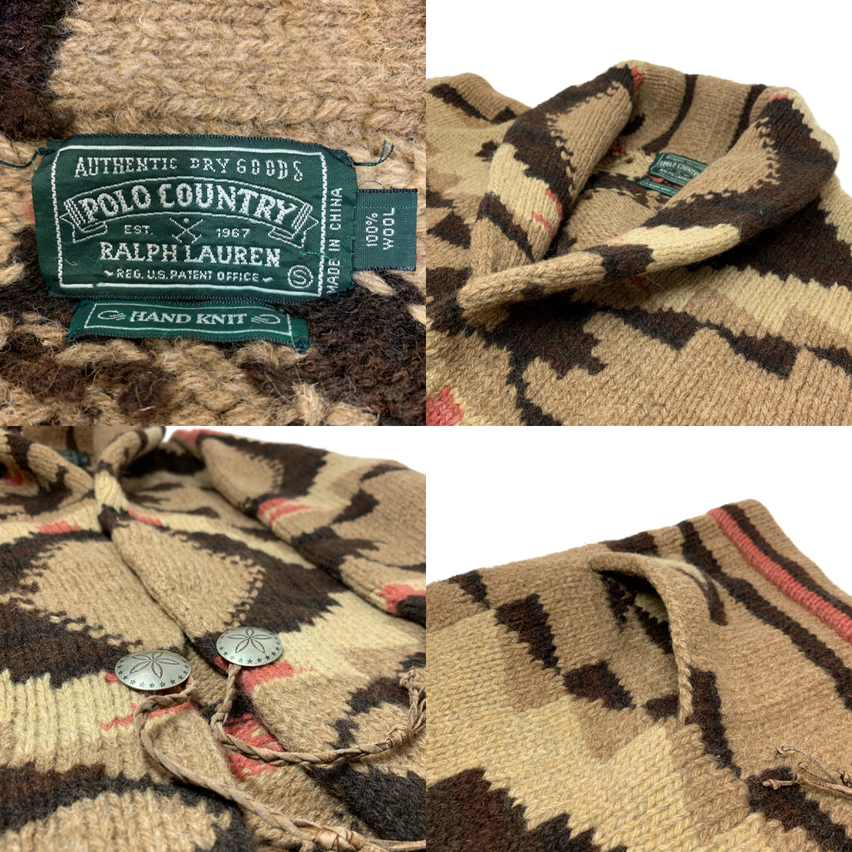 s POLO COUNTRY Native Pattern Wool Gown 茶 S ポロカントリー