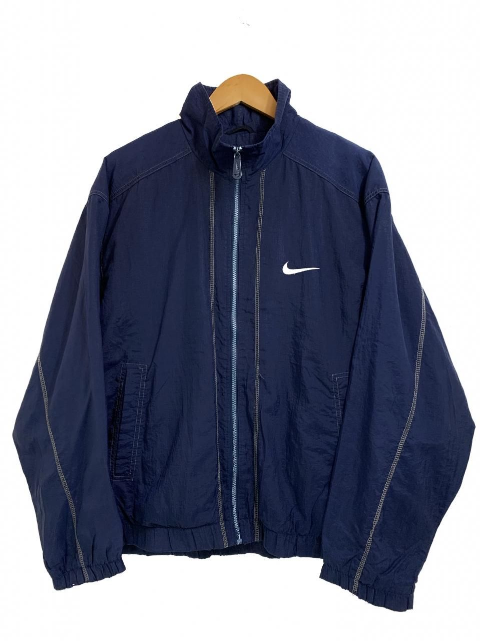 90s NIKE Logo Nylon Jacket 紺 M 銀タグ ナイキ ナイロンジャケット ...