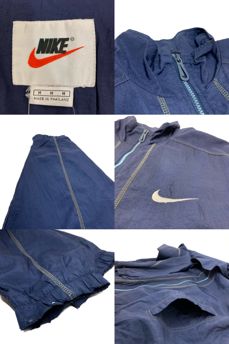 90s NIKE Logo Nylon Jacket 紺 M 銀タグ ナイキ ナイロンジャケット