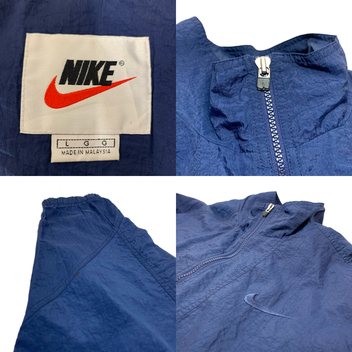 90s NIKE Logo Nylon Jacket 紺 L 銀タグ ナイキ ナイロンジャケット