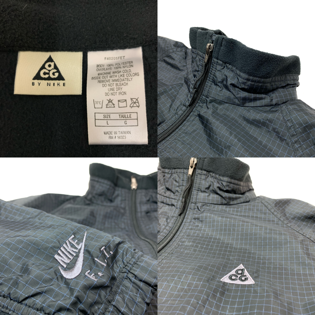 90s NIKE ACG Fleece Switching Logo Nylon Jacket 黒 L ナイキ