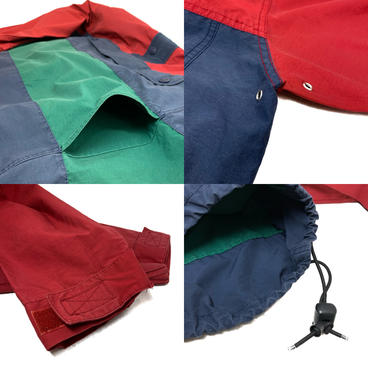 90s TOMMY HILFIGER Cotton-Nylon Anorak Parka 赤紺緑 L トミー 90s TOMMY HILFIGER Cotton-Nylon Anorak Parka 赤紺緑 L トミー