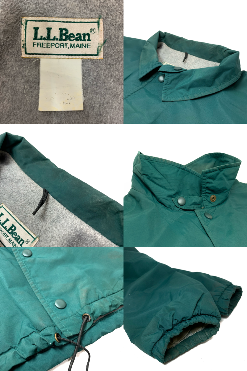 80s~90s L.L.Bean Fleece Lining Nylon Coach Jacket 緑 XL エルエル