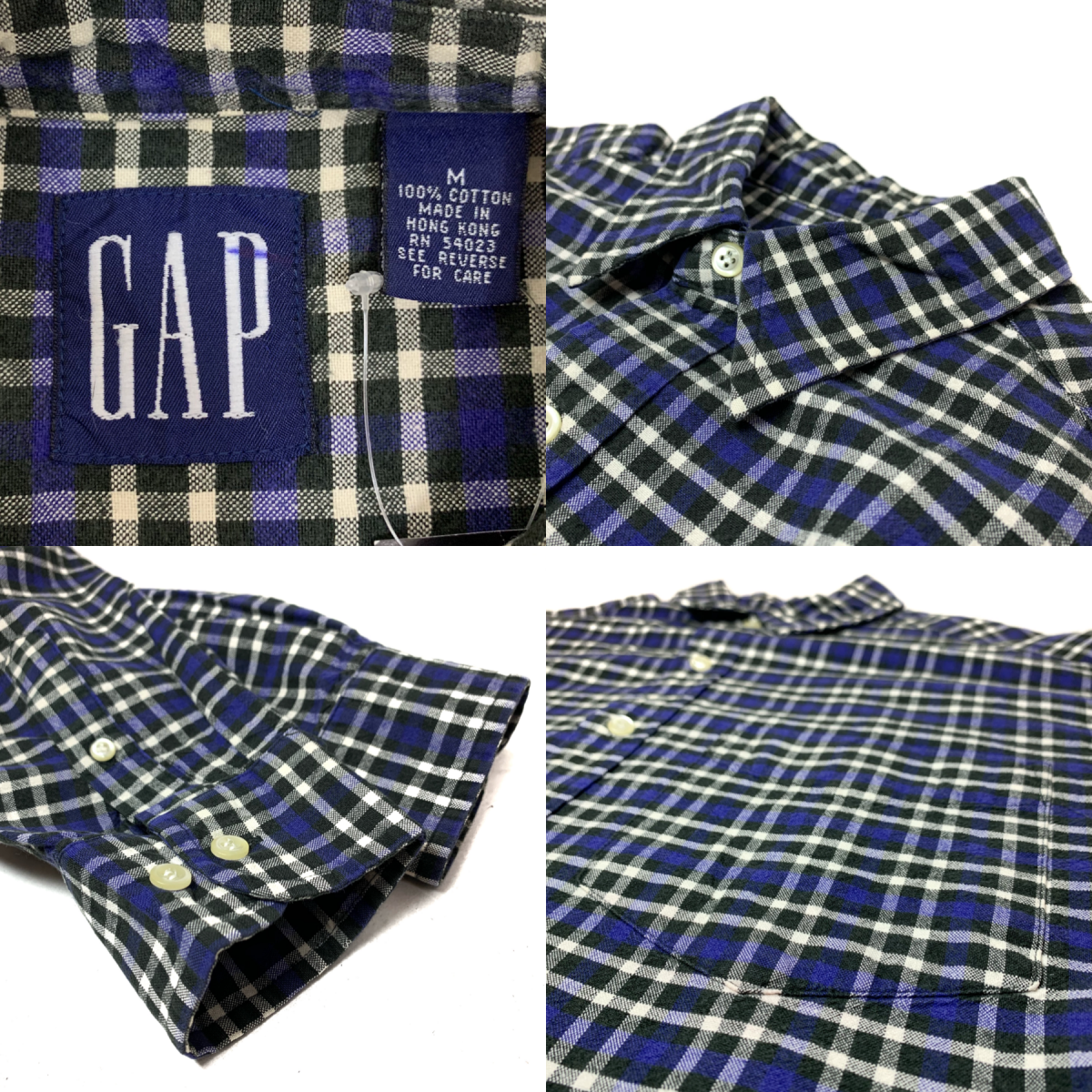 90s OLD GAP Check Cotton L/S Shirt 青 M オールドギャップ 90s OLD GAP Check Cotton L/S Shirt 青 M オールドギャップ