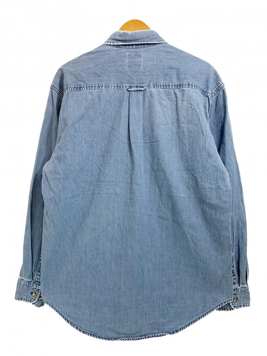 90s OLD GAP Check Denim BD L/S Shirt 青 M オールドギャップ