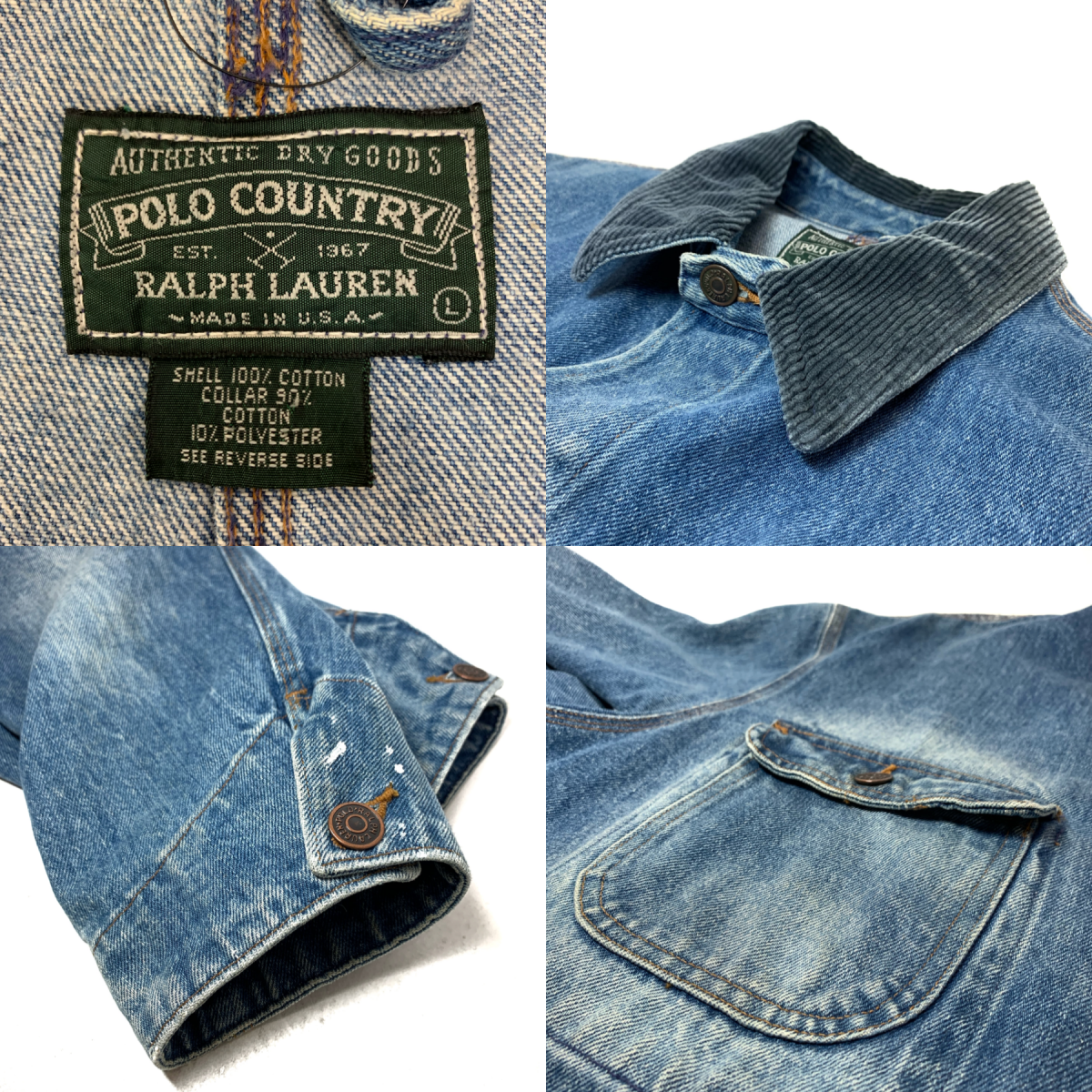 USA製 90s POLO COUNTRY Denim Coverall 薄青 L ポロカントリー