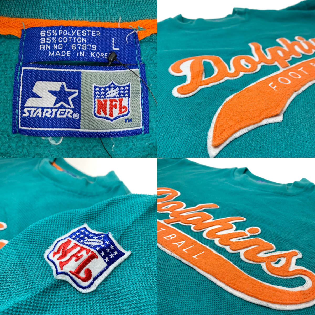 90s Starter Miami Dolphins Cotton Pique Sweatshirt 水色オレンジ L スターター マイアミドルフィンズ 鹿の子 スウェット ポケット付き Nfl Newjoke Online Store