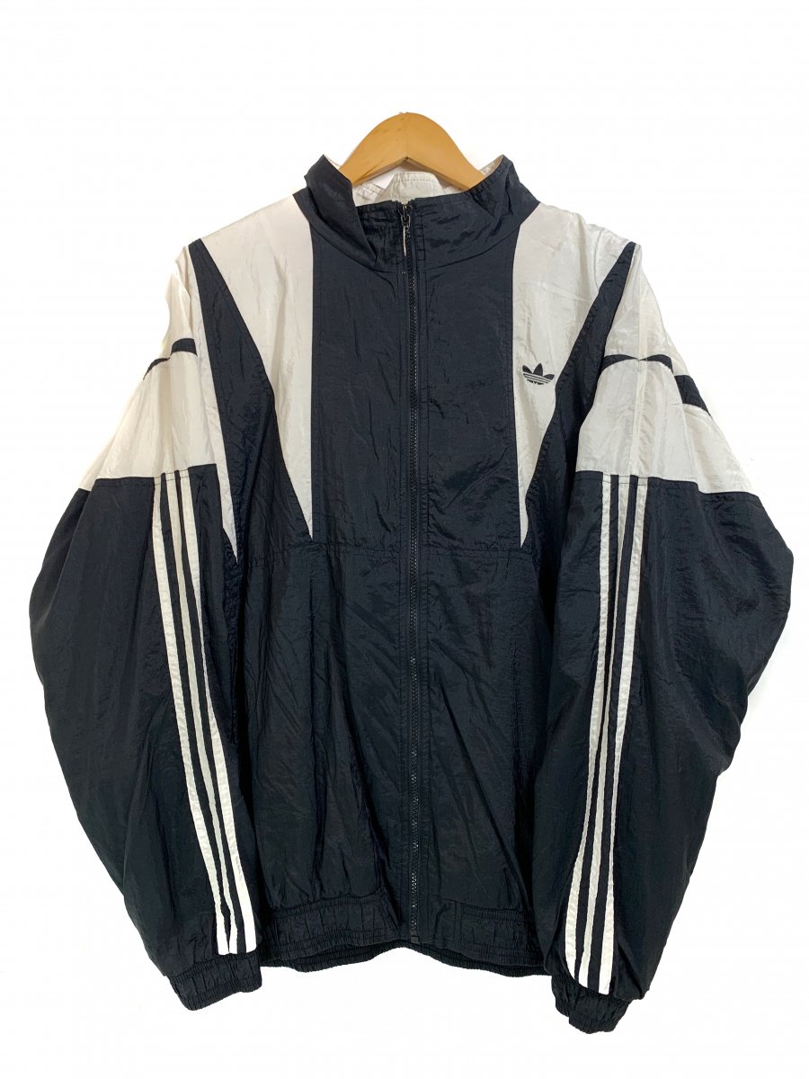 90s adidas Logo Nylon Jacket 黒白 M アディダス ナイロンジャケット