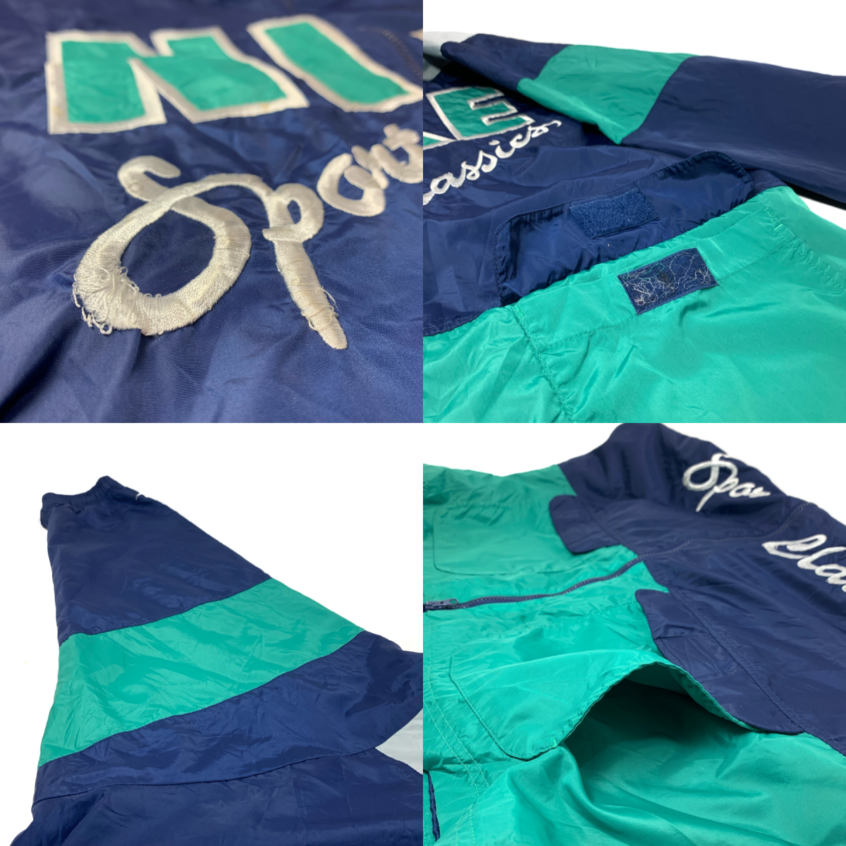90s NIKE Logo Hooded Nylon Jacket 紺エメラルド L 銀タグ 90s NIKE Logo Hooded Nylon Jacket 紺エメラルド L 銀タグ