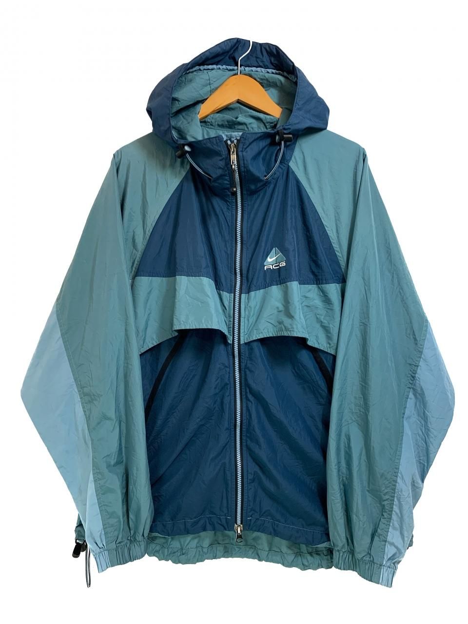 90s NIKE ACG Logo Nylon Jacket 青 M ナイキ エーシージー ナイロン