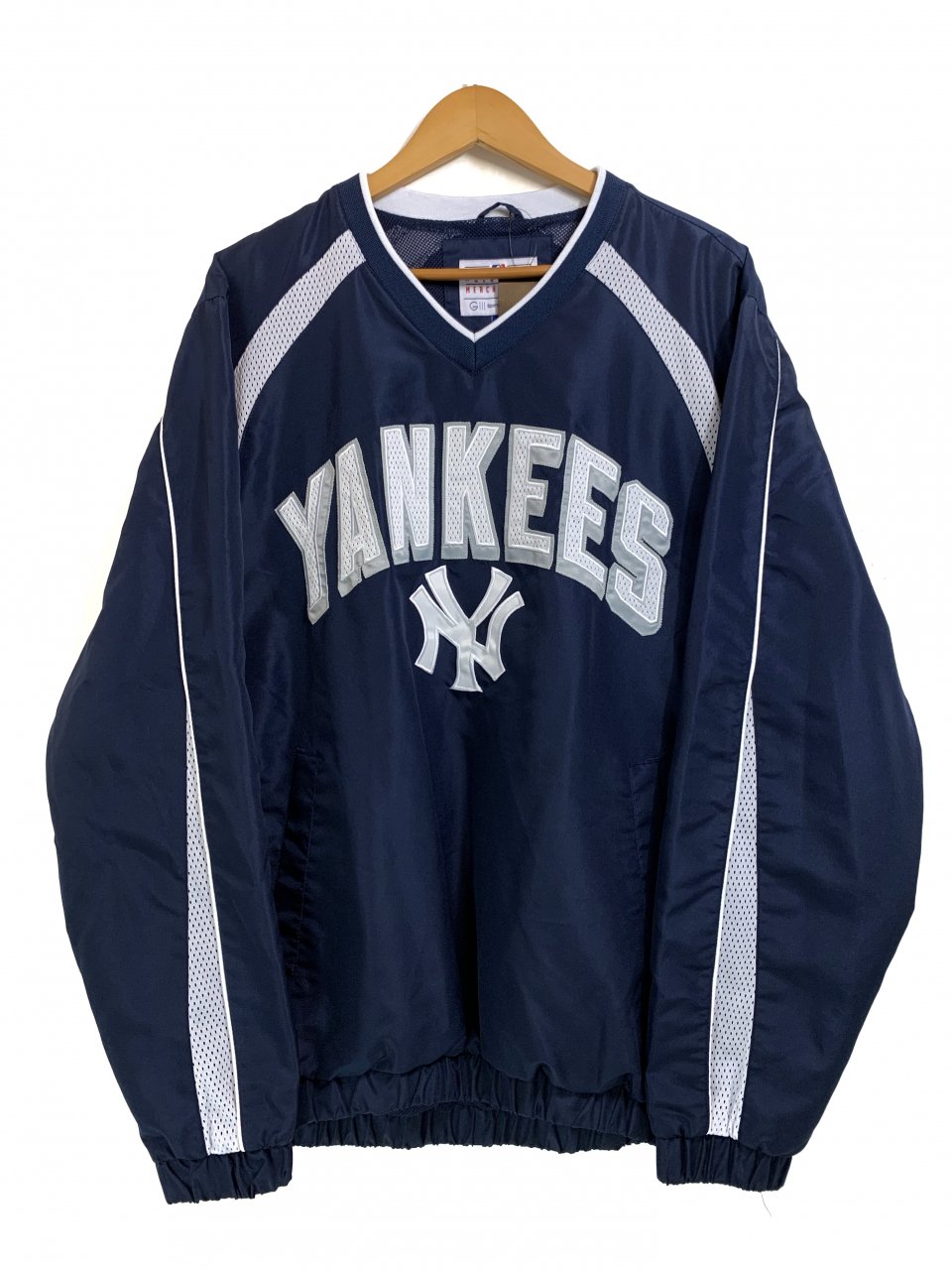 GⅢ Sports "NY YANKEES" Nylon Pullover Jacket 紺 L MLB ニューヨークヤンキース ナイロン