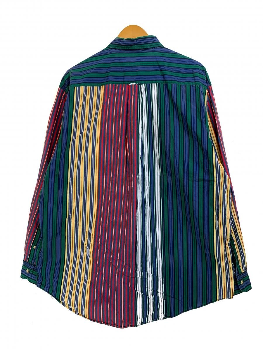 90s NAUTICA Multi Stripe Cotton BD L/S Shirt 緑赤黄 L 90s NAUTICA Multi Stripe Cotton BD L/S Shirt 緑赤黄 L