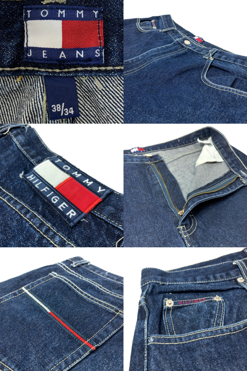 90s TOMMY JEANS Denim Pants 濃青 38×34 トミージーンズ デニムパンツ