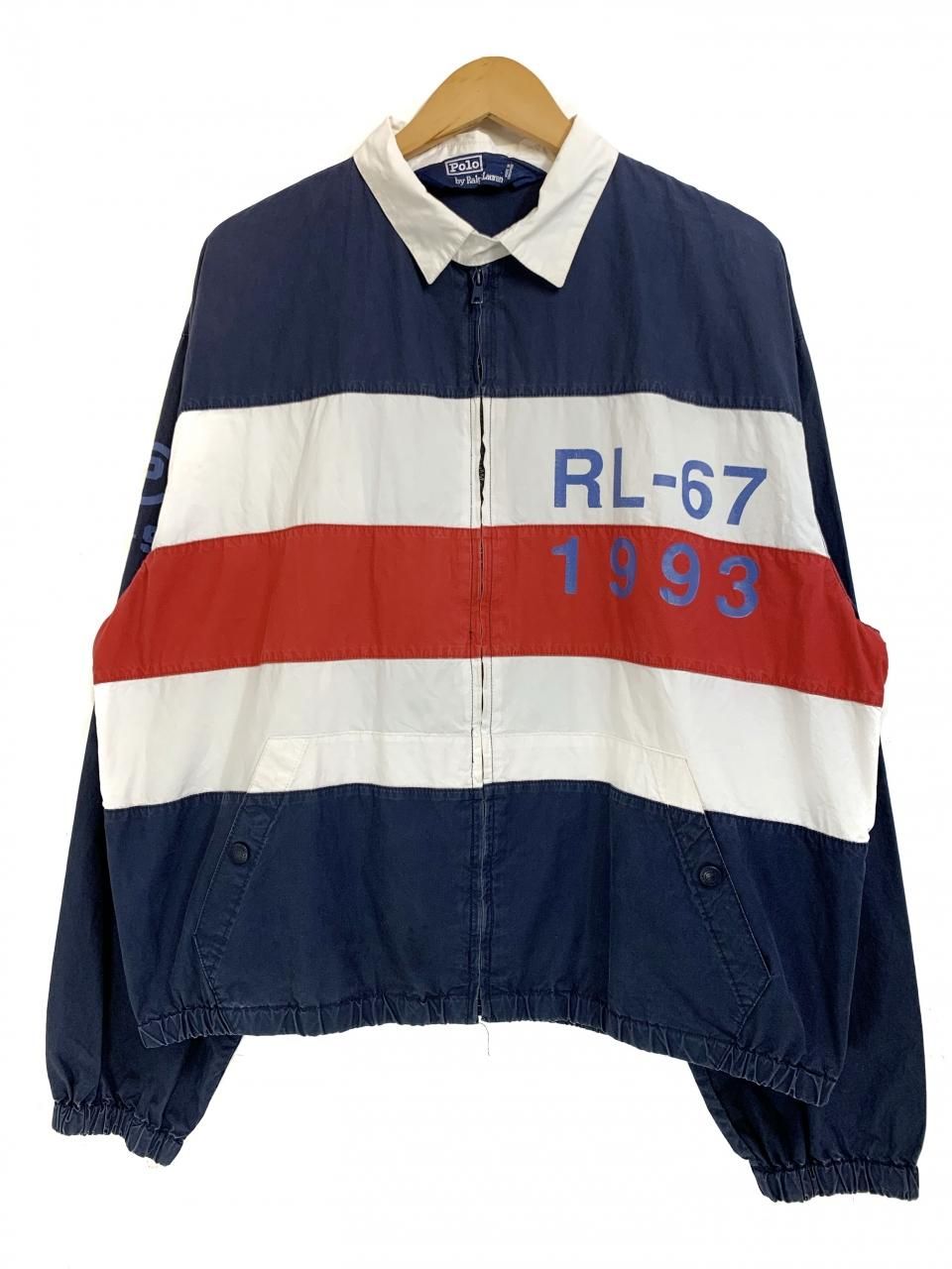 90s Polo Ralph Lauren "RL-93" Cotton Drizzler Jacket トリコロール L ポロラルフローレン  スイングトップ ボーダー CPRL 1993 - NEWJOKE ONLINE STORE