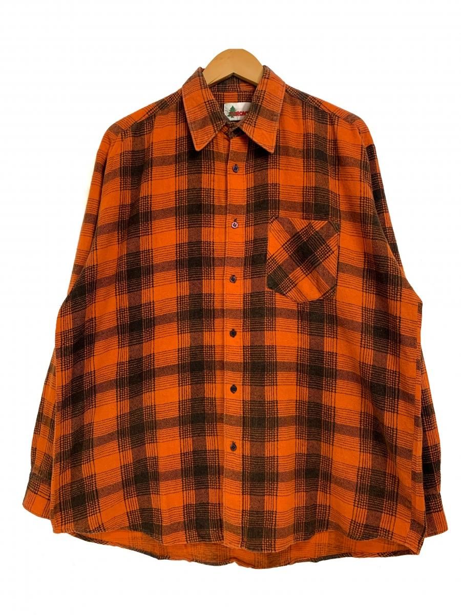 80~90s TRONTO Check Print Flannel L/S Shirt オレンジ黒 L 80~90s TRONTO Check Print Flannel L/S Shirt オレンジ黒 L