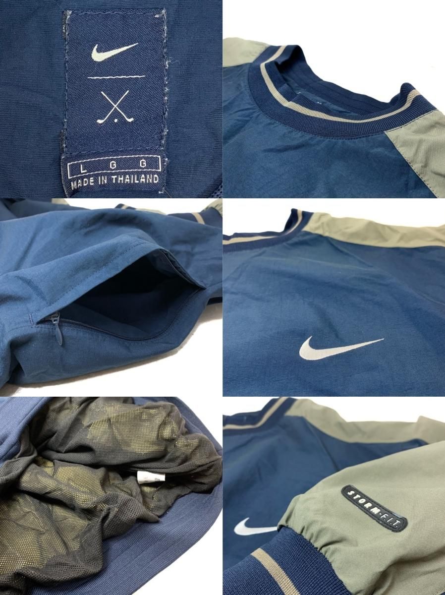 00s NIKE GOLF Logo Nylon Pullover Jacket 紺カーキ L ナイキ ゴルフ ...