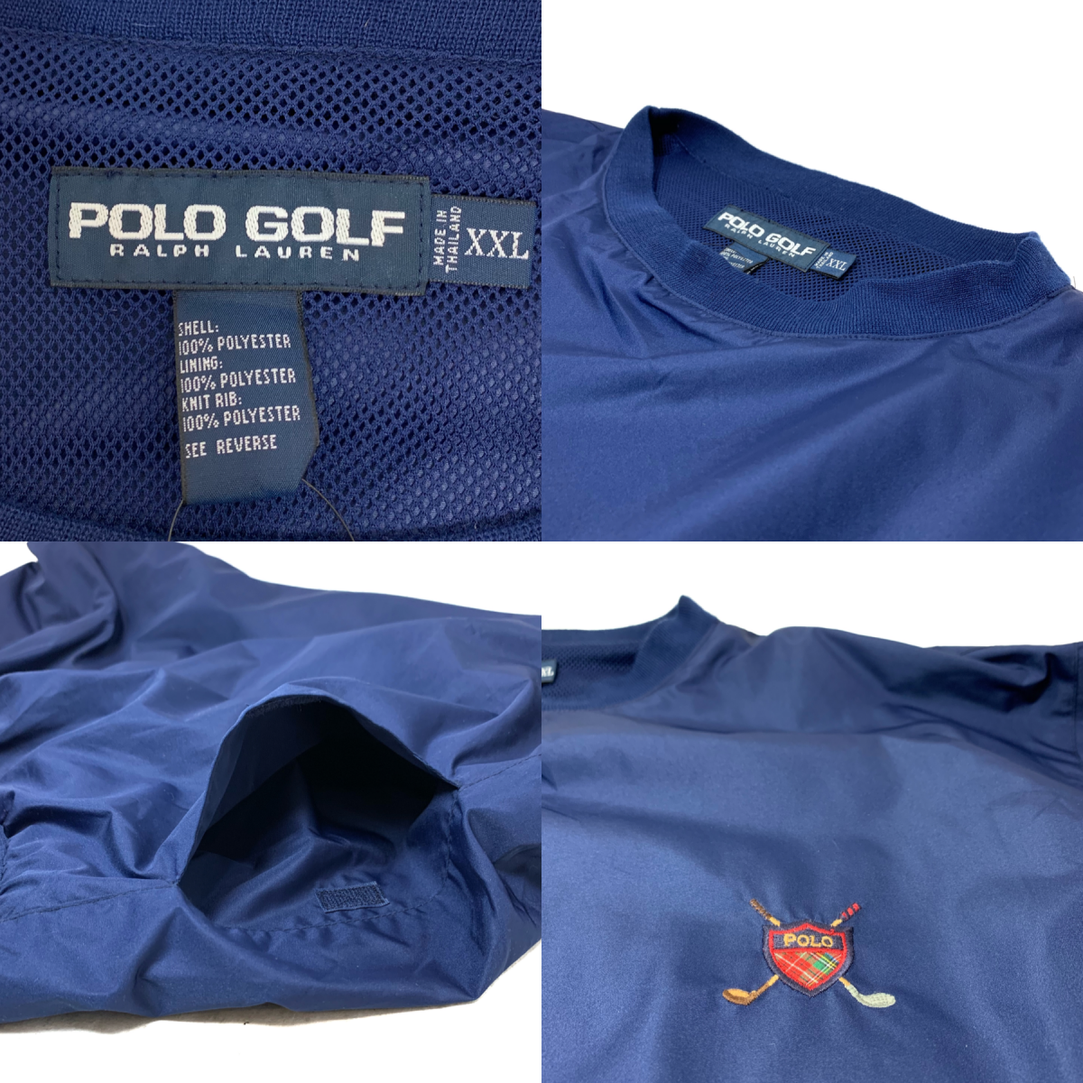 90s POLO GOLF Logo Nylon Pullover Jacket 紺 XXL ポロゴルフ 