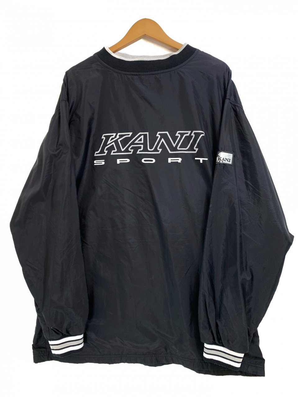 00s KARL KANI SPORT Logo Nylon Pullover Jacket 黒 XL カールカナイ 