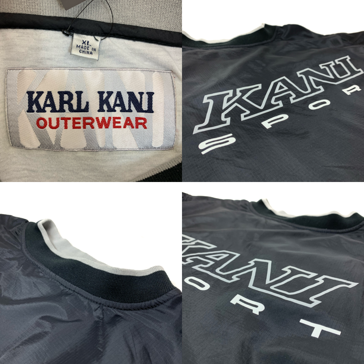 00s KARL KANI SPORT Logo Nylon Pullover Jacket 黒 XL カールカナイ ...