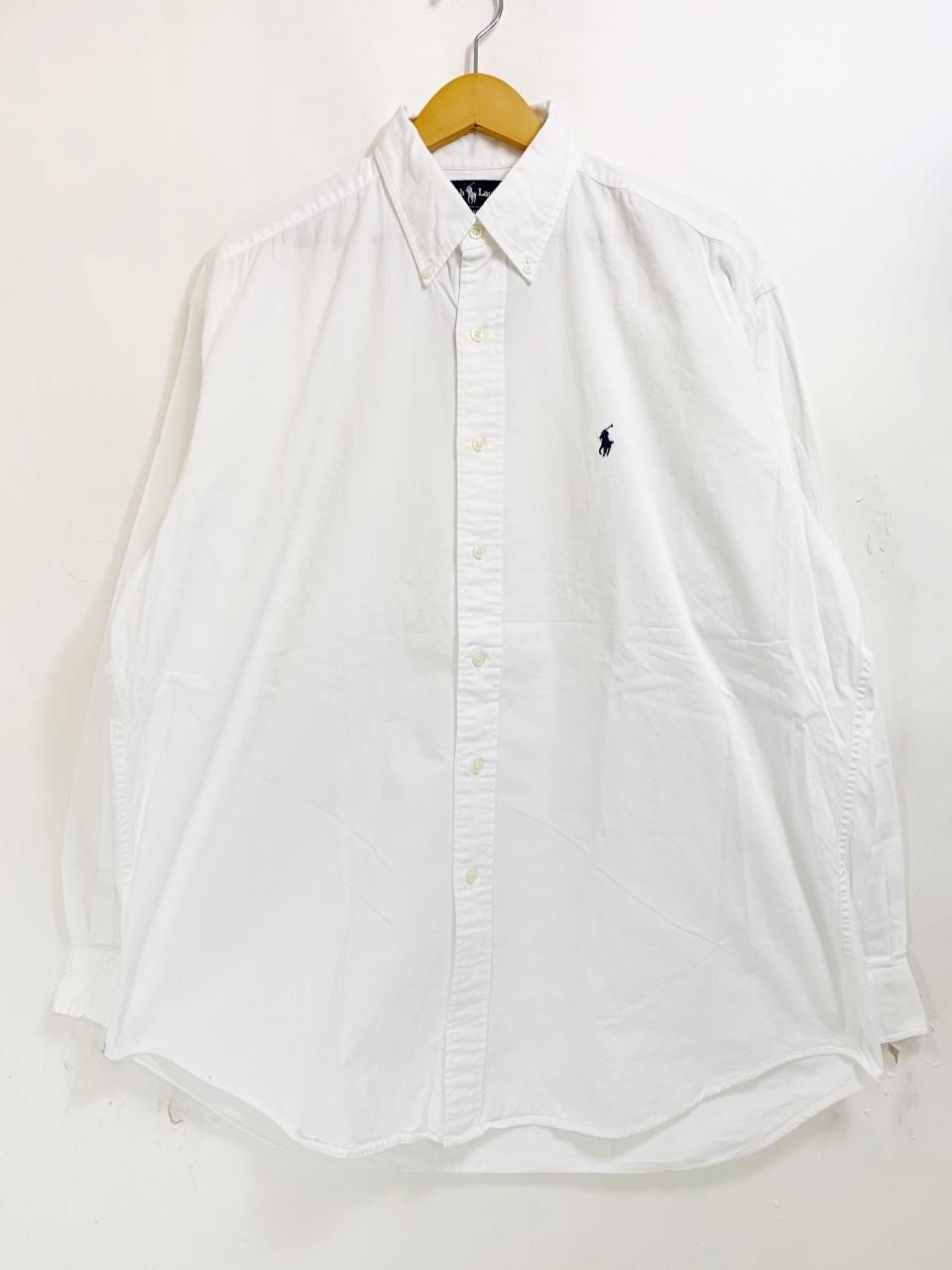 90s Polo Ralph Lauren Blake Cotton L S Shirt 白 L ポロラルフローレン 長袖 シャツ ボタンダウン ポニー 刺繍 ワンポイント ホワイト Newjoke Online Store