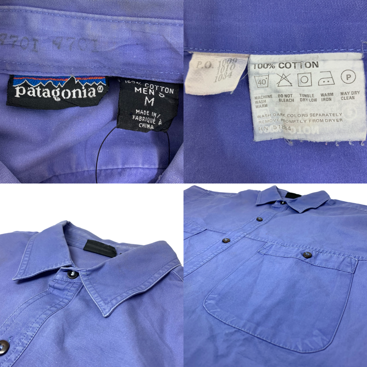 80s~90s patagonia Cotton L/S Shirt 薄紫 M パタゴニア 長袖 80s~90s patagonia Cotton L/S Shirt 薄紫 M パタゴニア 長袖