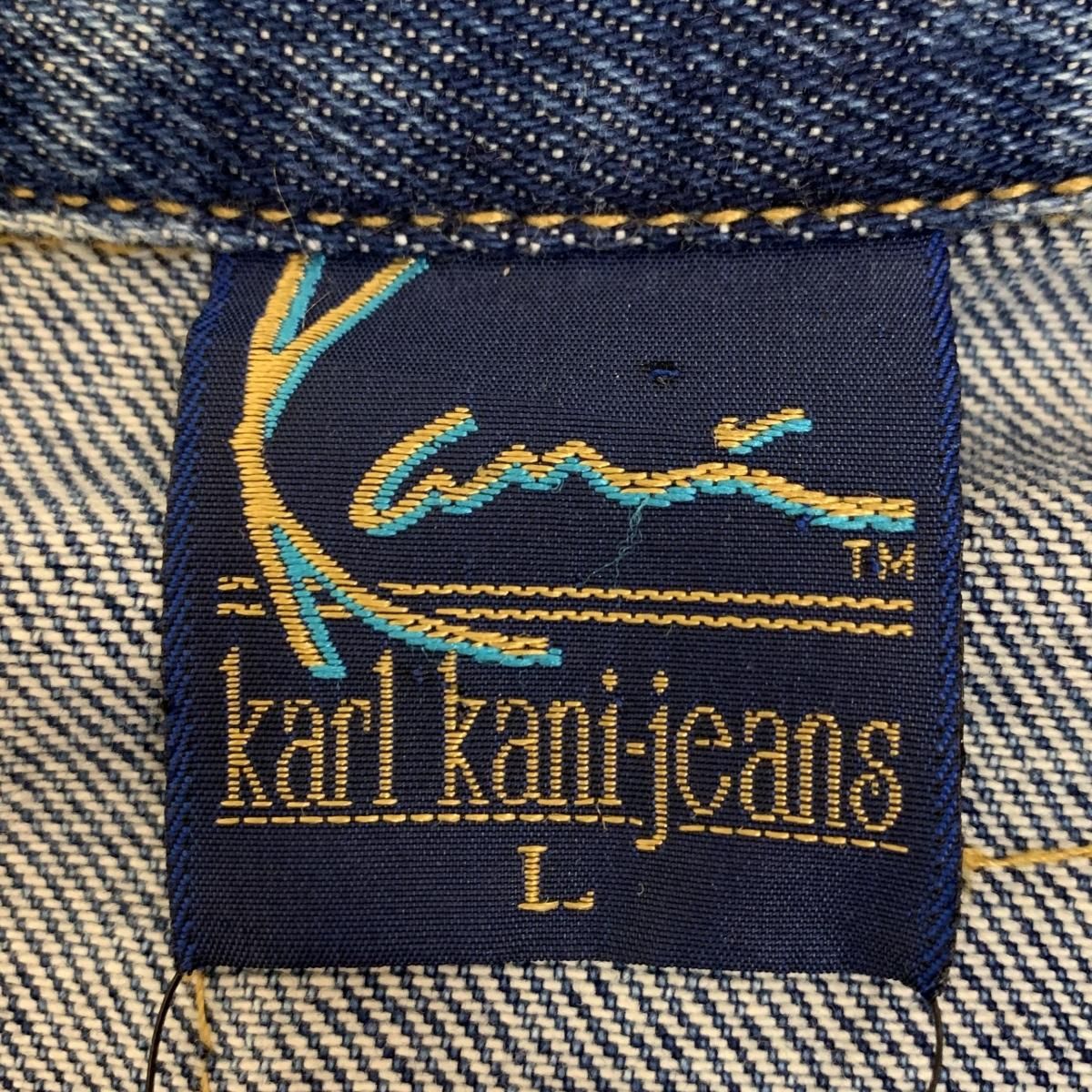 USA製 90s KARL KANI 3D Pocket Denim Shirt 青 L カールカナイ デニム