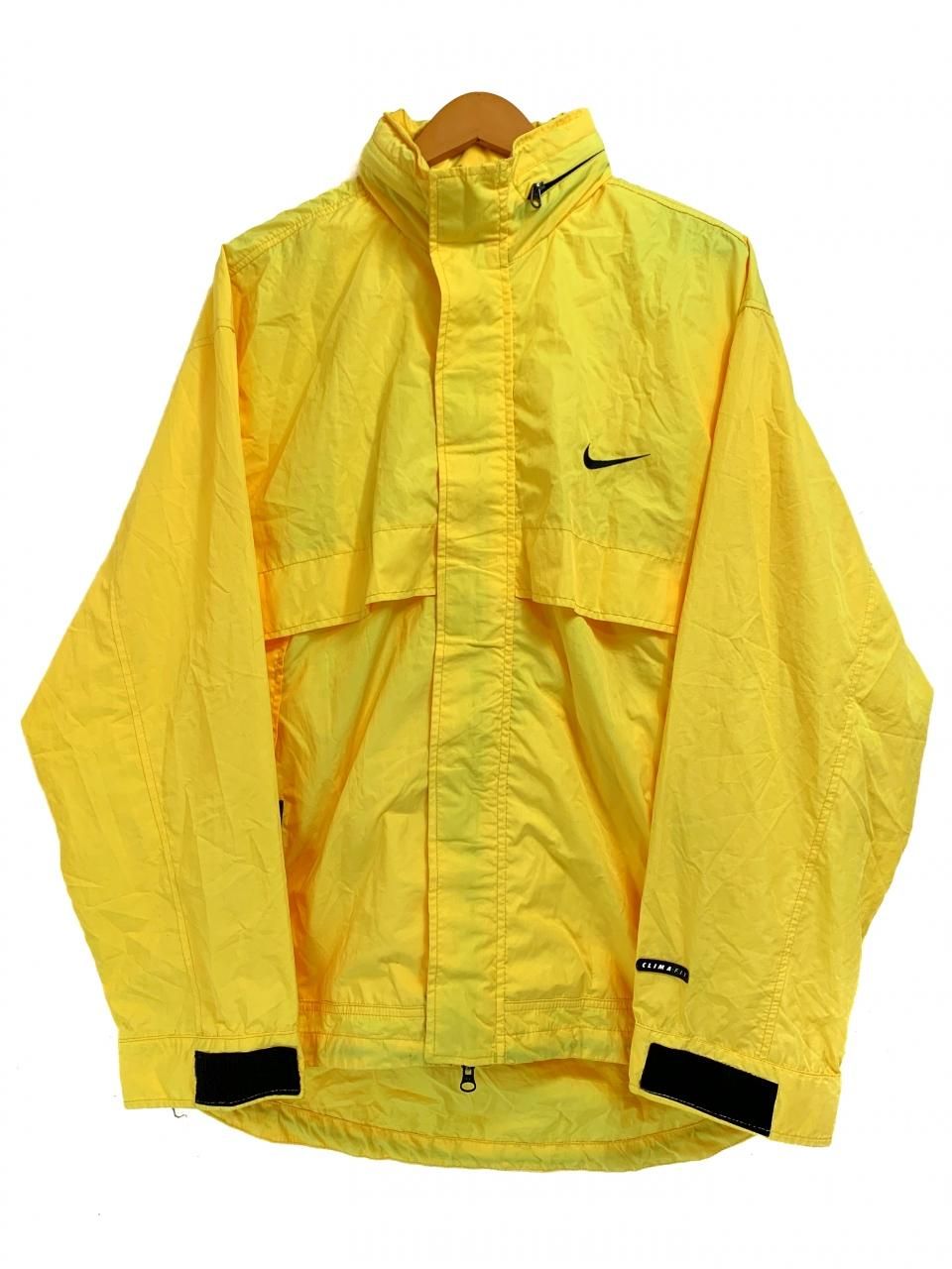 90s NIKE Logo Nylon Jacket 黄 L 銀タグ ナイキ ナイロンジャケット