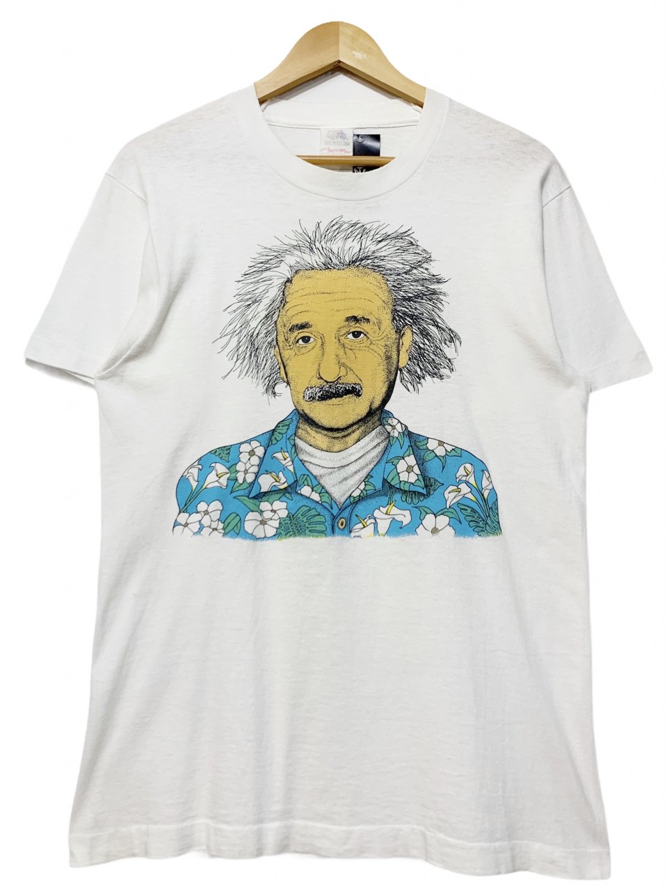 USA製 80s Albert Einstein Print S/S Tee 白 M アインシュタイン 半袖 Tシャツ プリント アロハシャツ 偉人T  フルーツオブザルーム - NEWJOKE ONLINE STORE