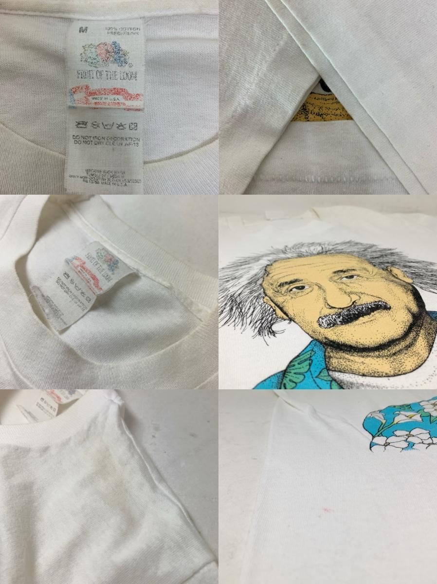 USA製 80s Albert Einstein Print S/S Tee 白 M アインシュタイン 半袖 ...