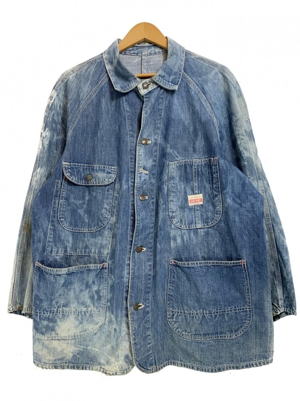 50s PAY DAY Bleached Denim Coverall 薄青 XL相当 ペイデイ デニム ...