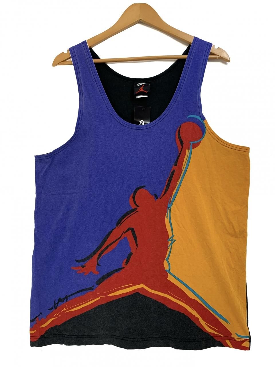 90s NIKE AIR JORDAN 8 Tank Top 黒紫 XL ナイキ エアジョーダン8 タンクトップ カットソー ノースリーブ  マルチカラー - NEWJOKE ONLINE STORE