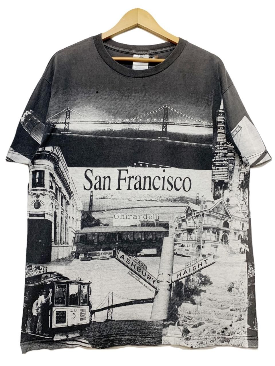 90s~00s SAN FRANCISCO Over Print S/S Tee 黒 L 90s~00s SAN FRANCISCO Over Print S/S Tee 黒 L