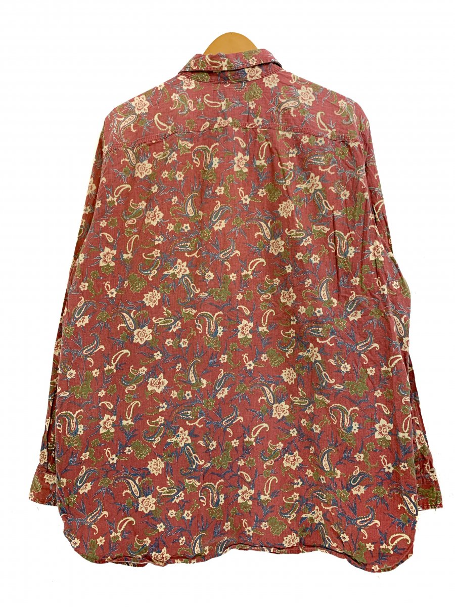 Polo Ralph Lauren Flower Pattern Cotton L/S Work Shirt 赤 XL ポロ