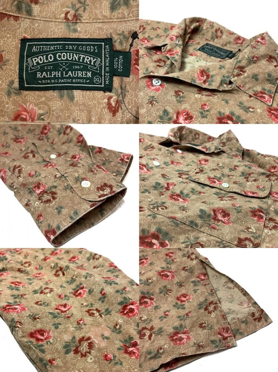 90s POLO COUNTRY Flower Pattern Open Collar L/S Shirt 90s POLO COUNTRY Flower Pattern Open Collar L/S Shirt