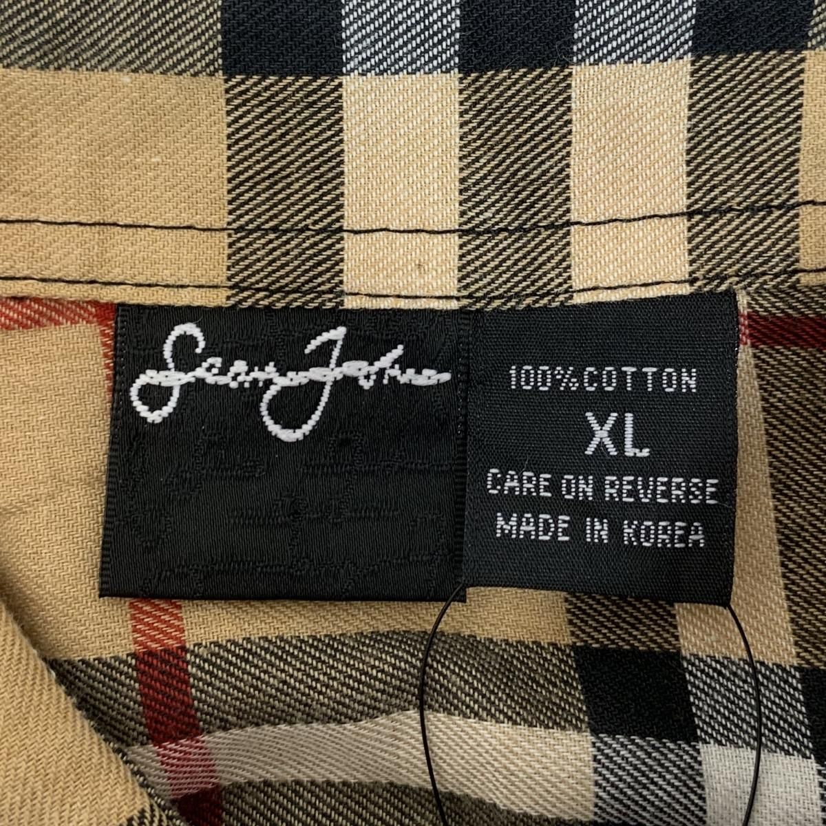 00s SEAN JOHN Cotton Check S/S Shirt ベージュ XL ショーンジョン