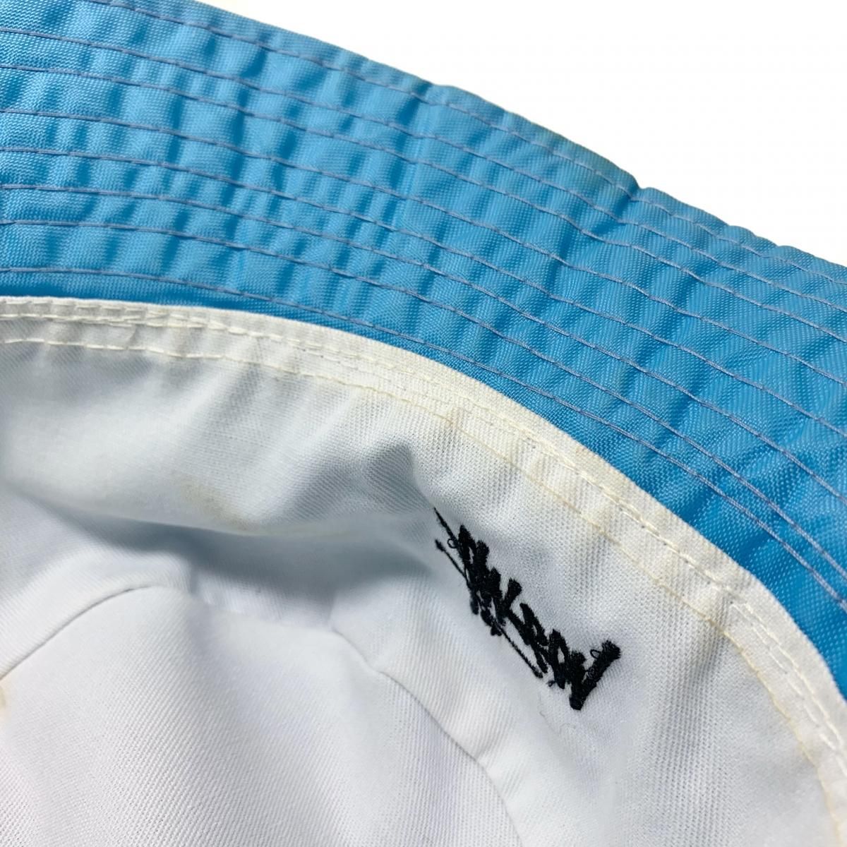 00s STUSSY Logo Nylon Bucket Hat 水色 ステューシー バケット
