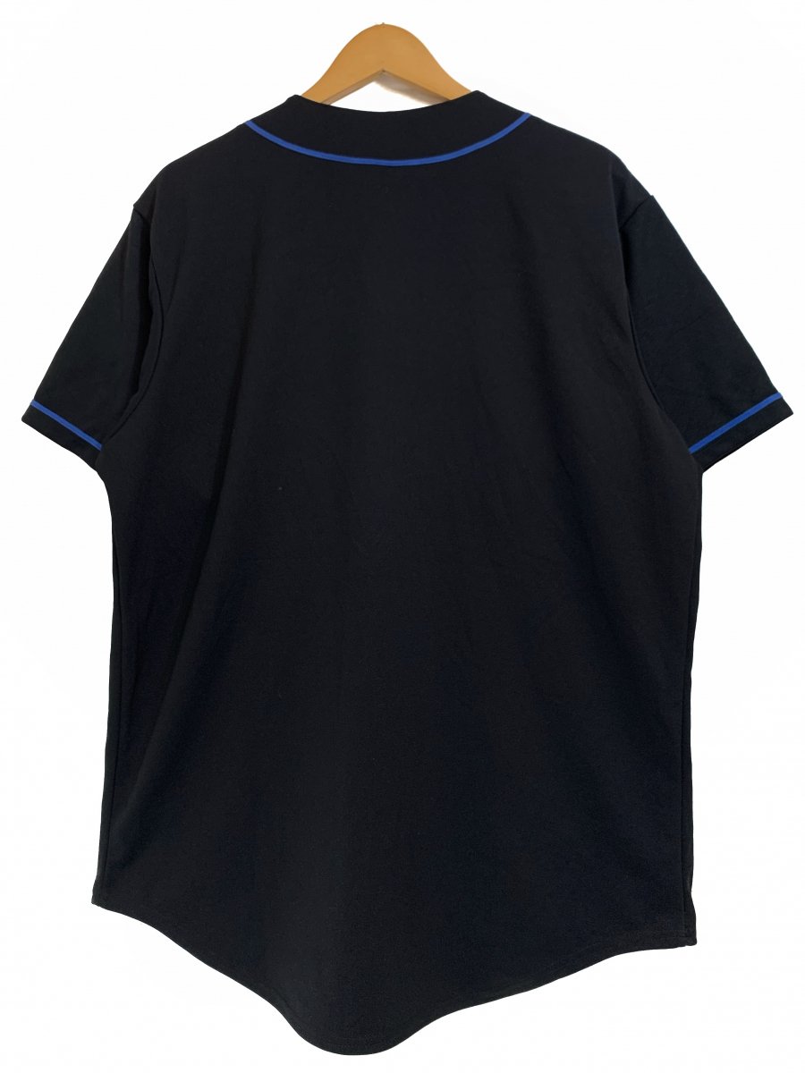 90s Majestic "NY METS" Baseball Shirt #1 黒 XL マジェスティック MLB ニューヨークメッツ ベースボールシャツ ユニフォーム ロゴ 刺繍 ブラック