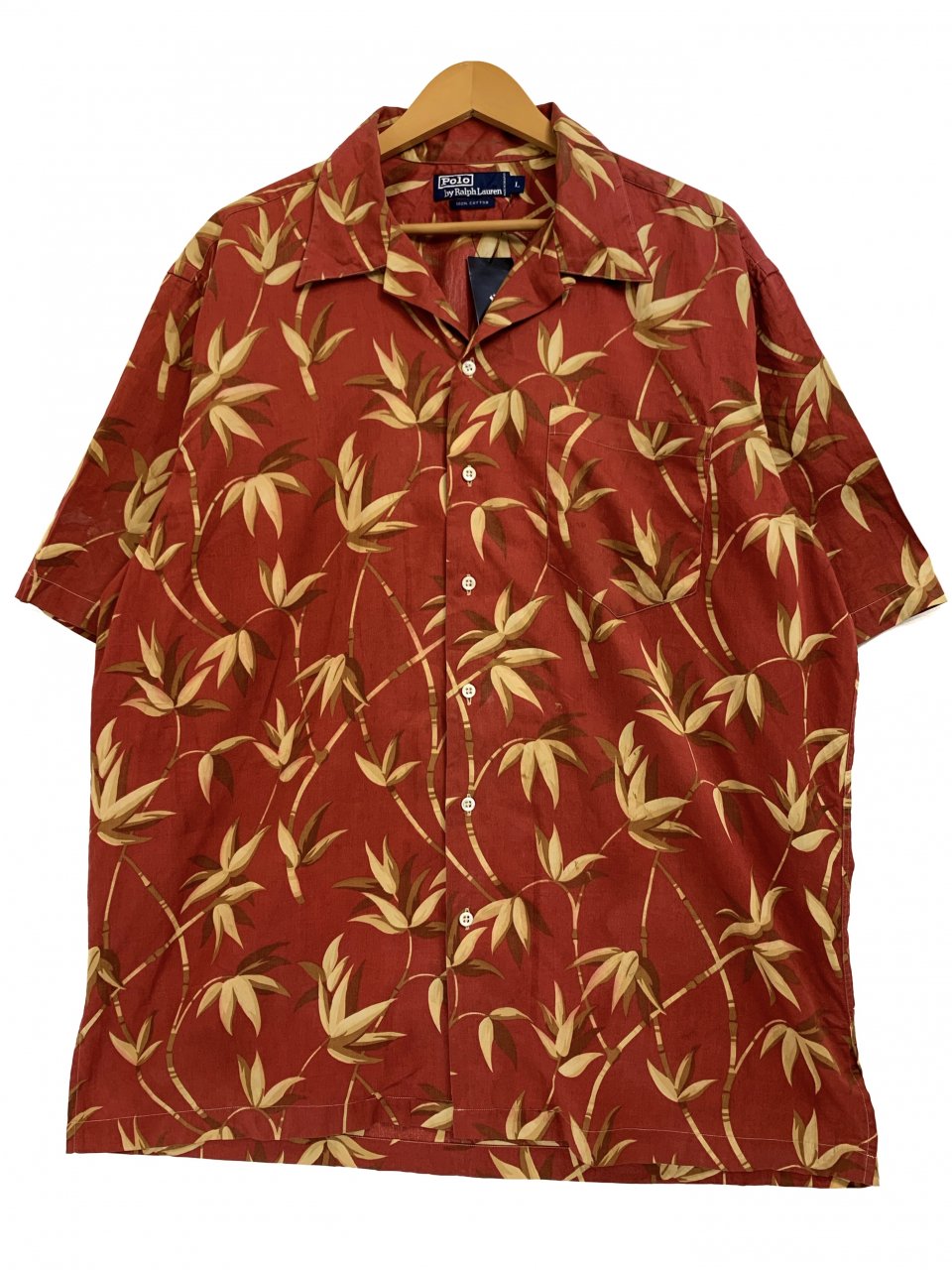 90s Polo Ralph Lauren Cotton Aloha Shirt エンジ L ポロラルフ