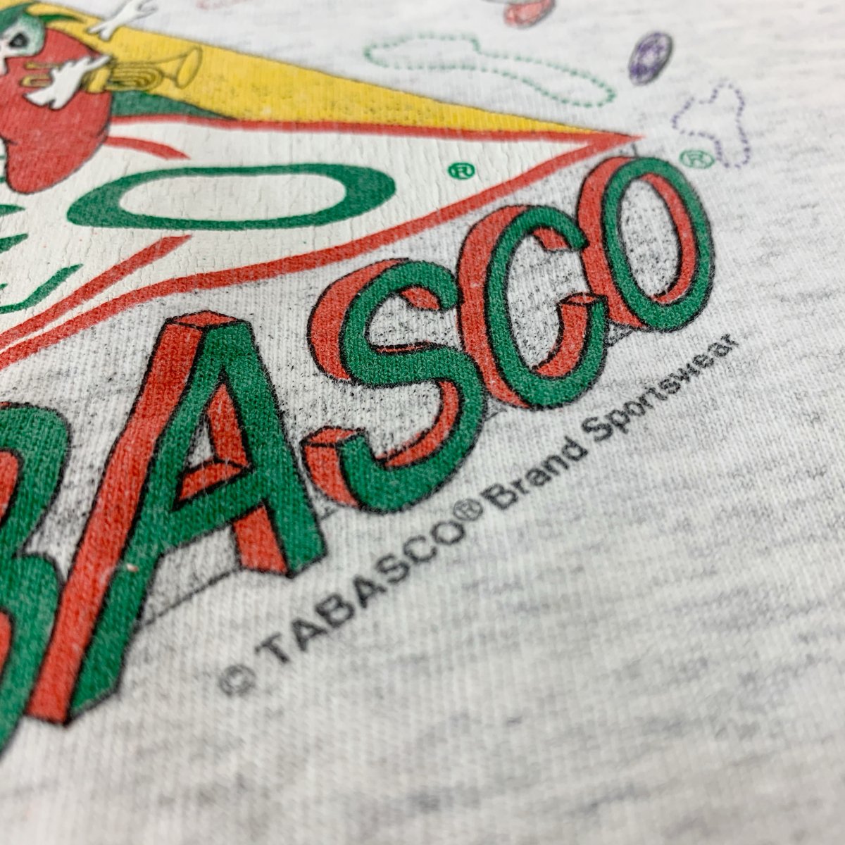 USA製 90s TABASCO Print S/S Tee 灰 L タバスコ 半袖 Tシャツ ロゴ