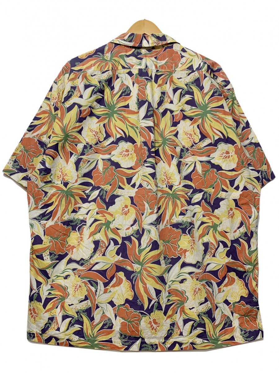 90s～00s POLO SPORT Cotton Aloha Shirt 紺黄 XL ポロスポーツ アロハ 